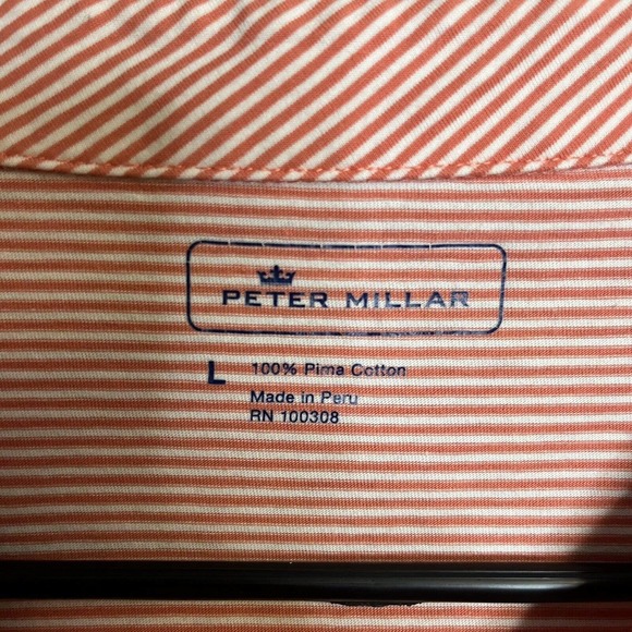 PETER MILLAR Large Short Sleeve Golf Polo Pima Cotton Shirt L Active Wear - Picture 3 of 7